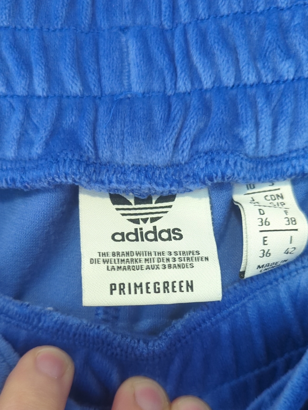 ADIDAS Primegreen Embossed Velvet Track Pants Three Stripe Blue and Gold Small S - Picture 6 of 10